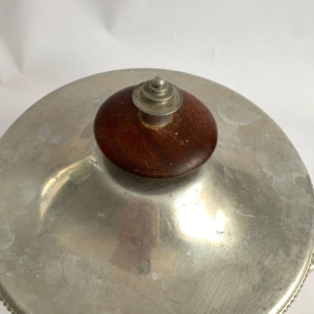 Vintage Buenilum Pyrex Ice Bucket Metal & Wood Handle Glass Lined